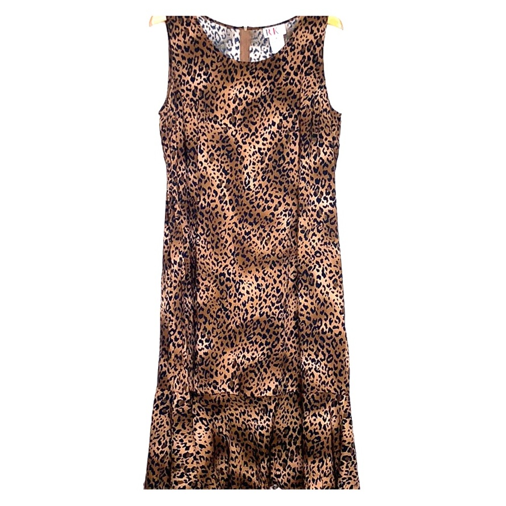 R&K VINTAGE Animal Print Leopard Ruffle Hem Dress - Picture 1 of 9